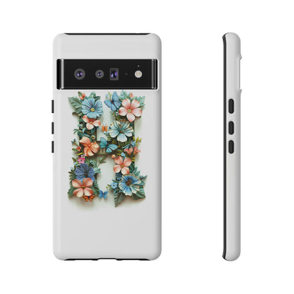 Floral Letter H Phone Case – Personalized Aesthetic Cover for iPhone, Samsung & Google Pixel