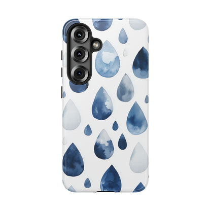 Indigo Rain Drops Watercolor Phone Case for iPhone, google Pixel & Samsung