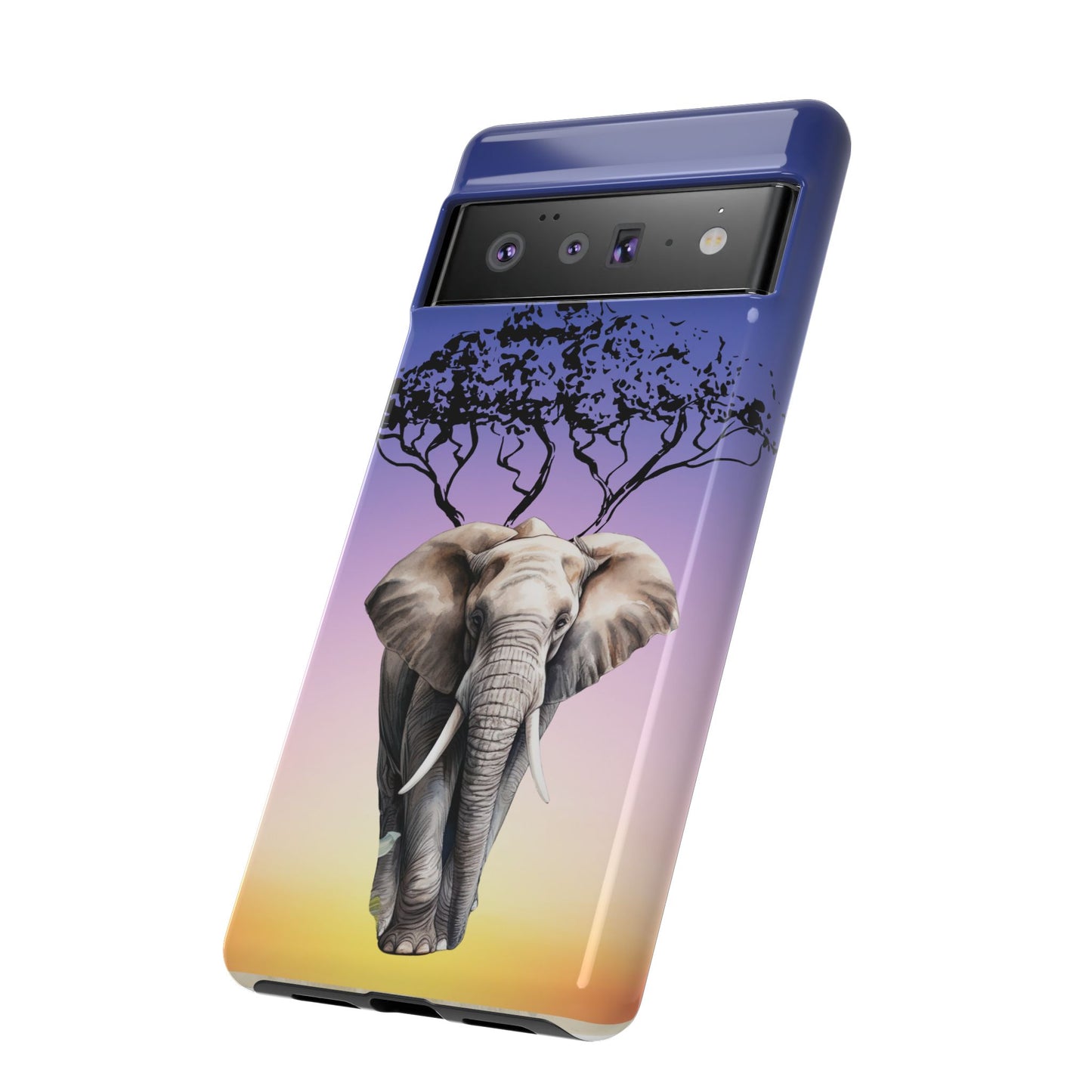 Surreal Elephant Tree Mobile Cover – Dreamy Sunset Fantasy