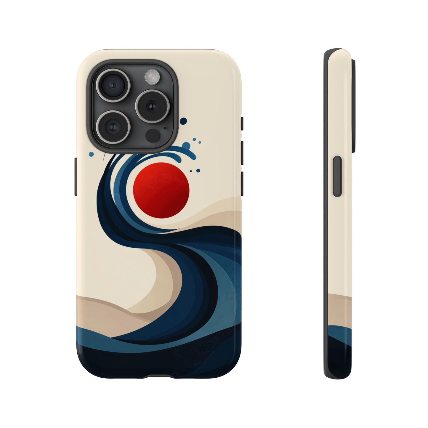 Red Sun Wave – Minimalist Abstract Ocean Case for iPhone, Google Pixel, Samsung