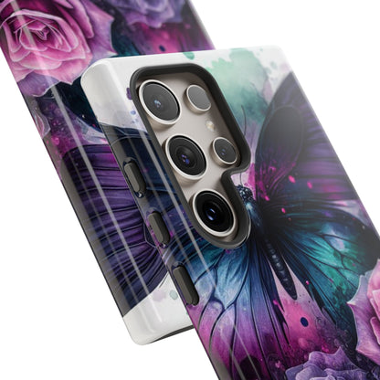 Mystic Bloom – Vibrant Butterfly & Rose Art Mobile Cover