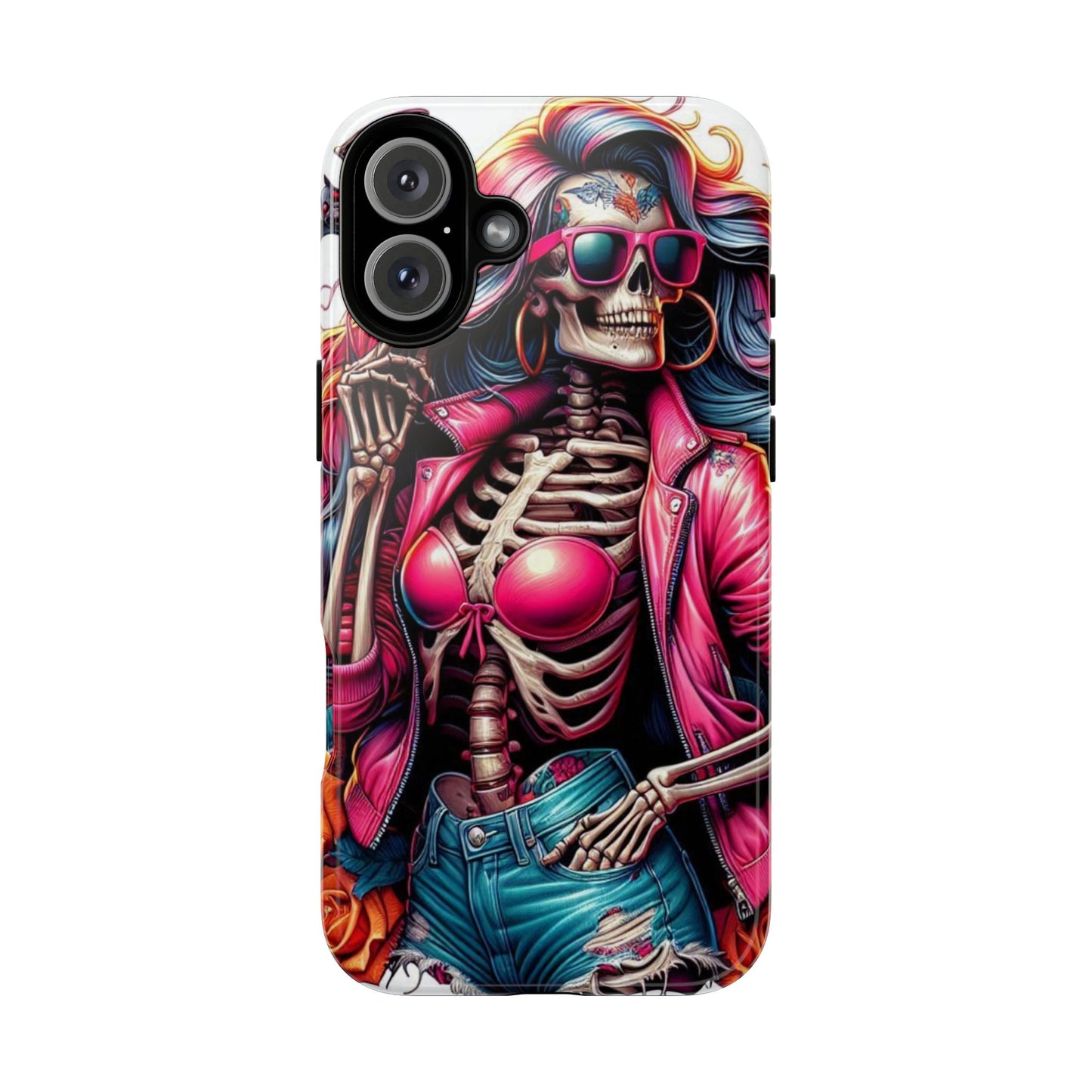 Neon Bones – Retro Skeleton & Vibrant Punk Aesthetic Mobile Cover