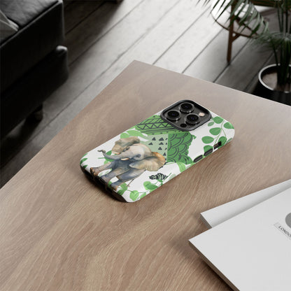Playful Baby Elephant Mobile Cover – Tropical Boho Art