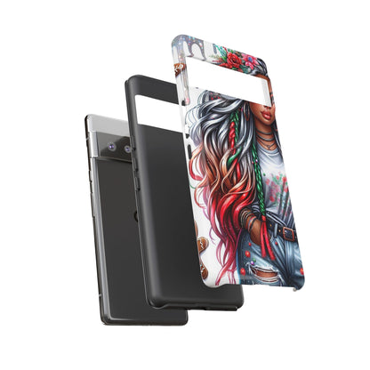 Festive Boho Queen – Holiday Glow & Candy Cane Braids Mobile Cover
