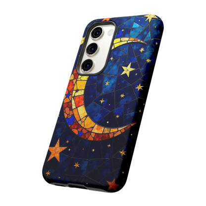 Celestial Crescent: Vibrant Moon and Stars Phone Case