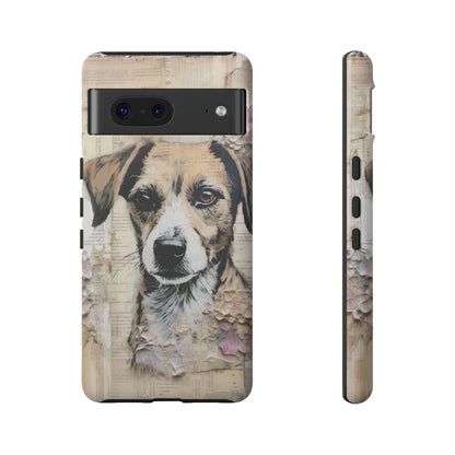 Vintage Collage Dog Portrait Mobile Cover – Artistic Mixed Media Design
