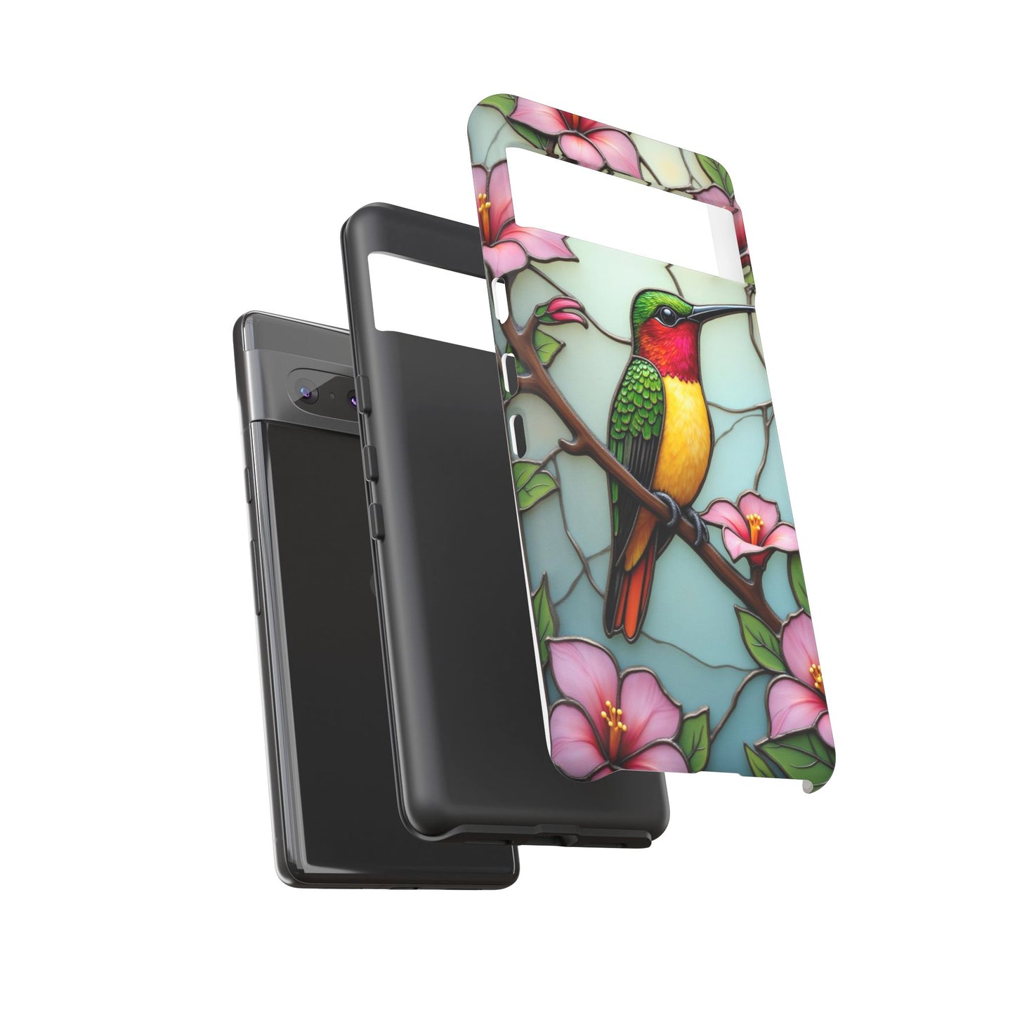 Elegant Hummingbird with Floral Mosaic | Artistic Nature Design