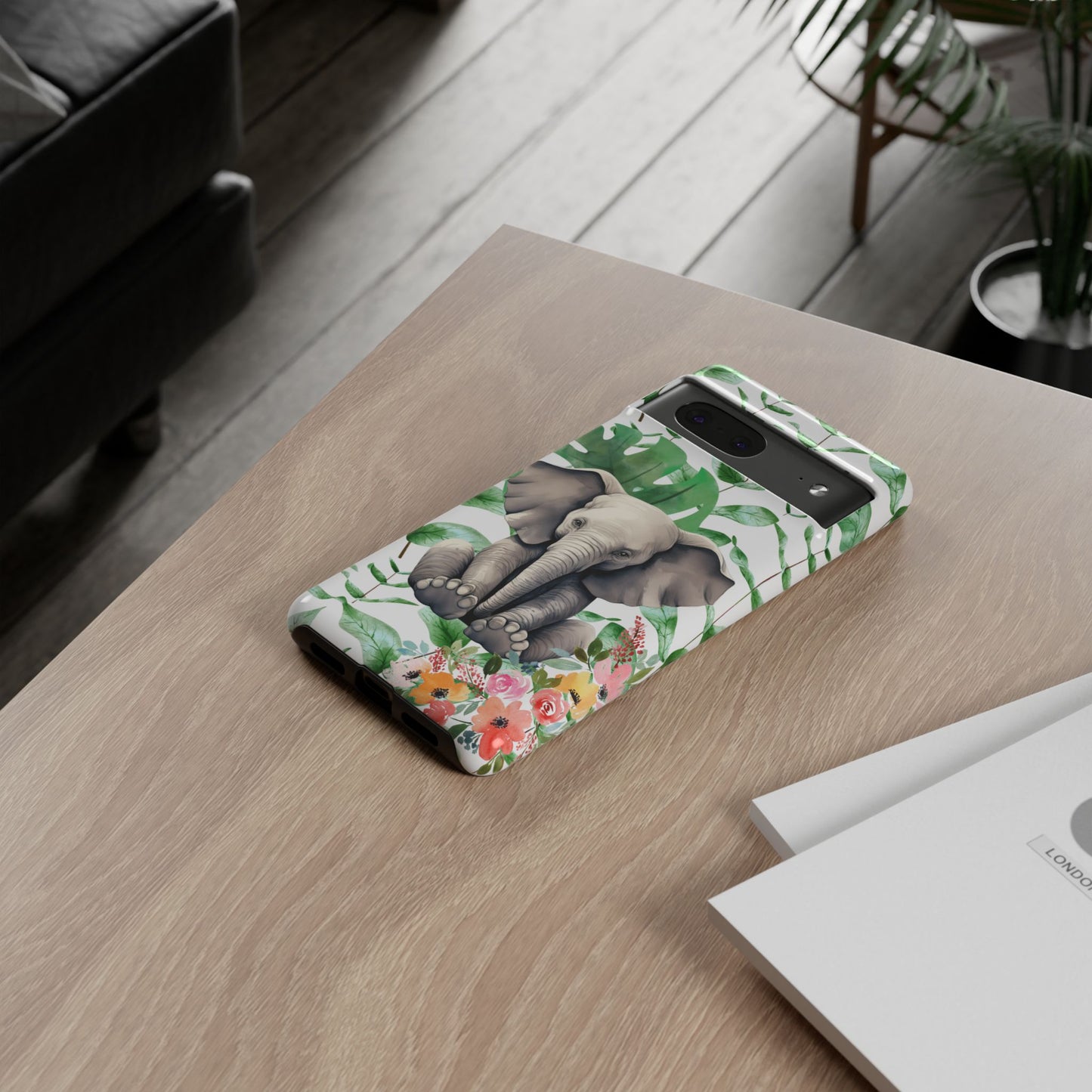 Cute Baby Elephant Mobile Cover – Floral & Tropical Aesthetic