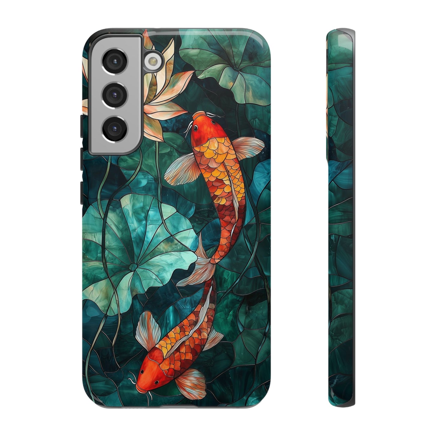 Lotus Serenity" – Koi Pond Stained Glass Case or iPhone, Samsung & Pixel