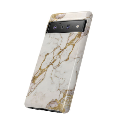 Elegant White and Gold Marble Case Design