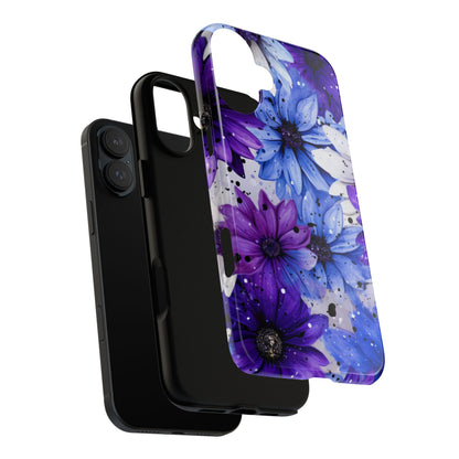 Blue & Purple Floral Splash Mobile Cover – Elegant Artistic Flowers