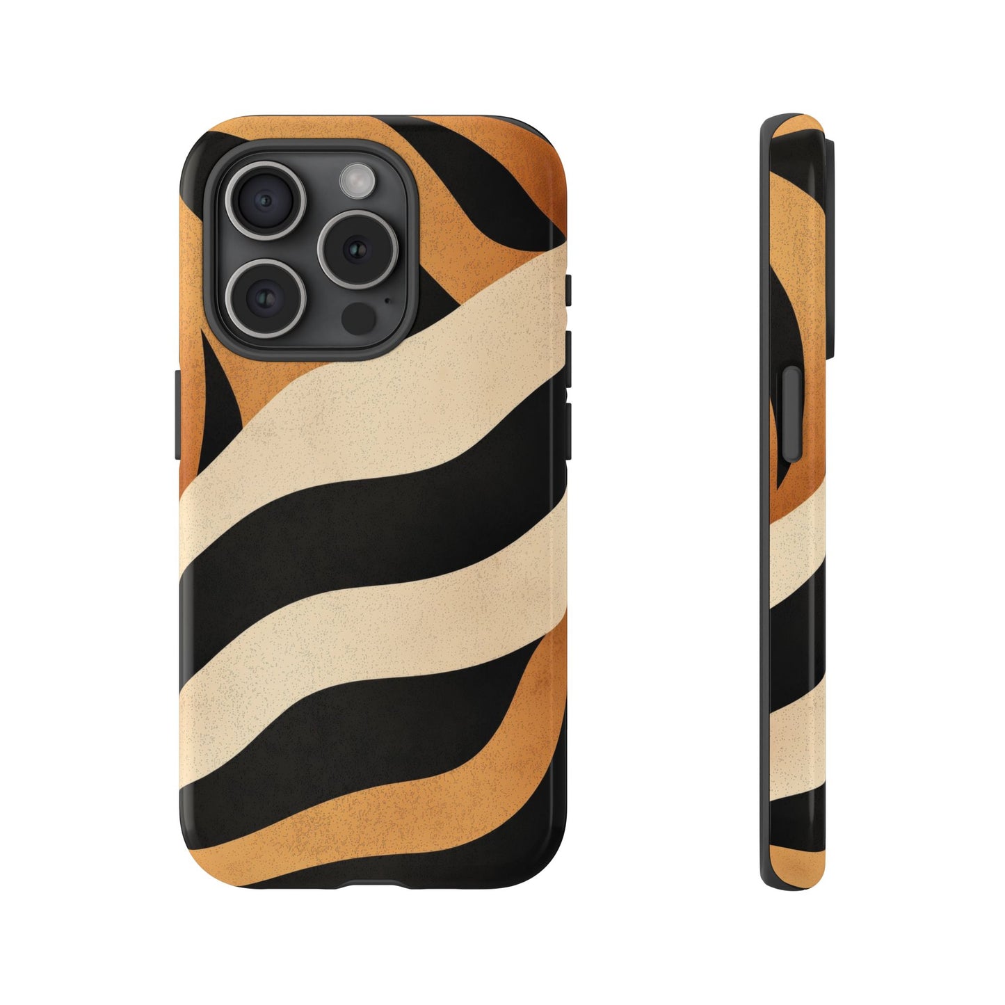 Bold Tiger Stripes Phone Case – Black, Orange & Cream Perfect for iPhone, Samsung & Google Pixel