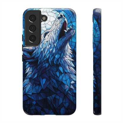 Mystic Moon Wolf – Stained Glass Mosaic Phone Case for iPhone, Samsung & Pixel