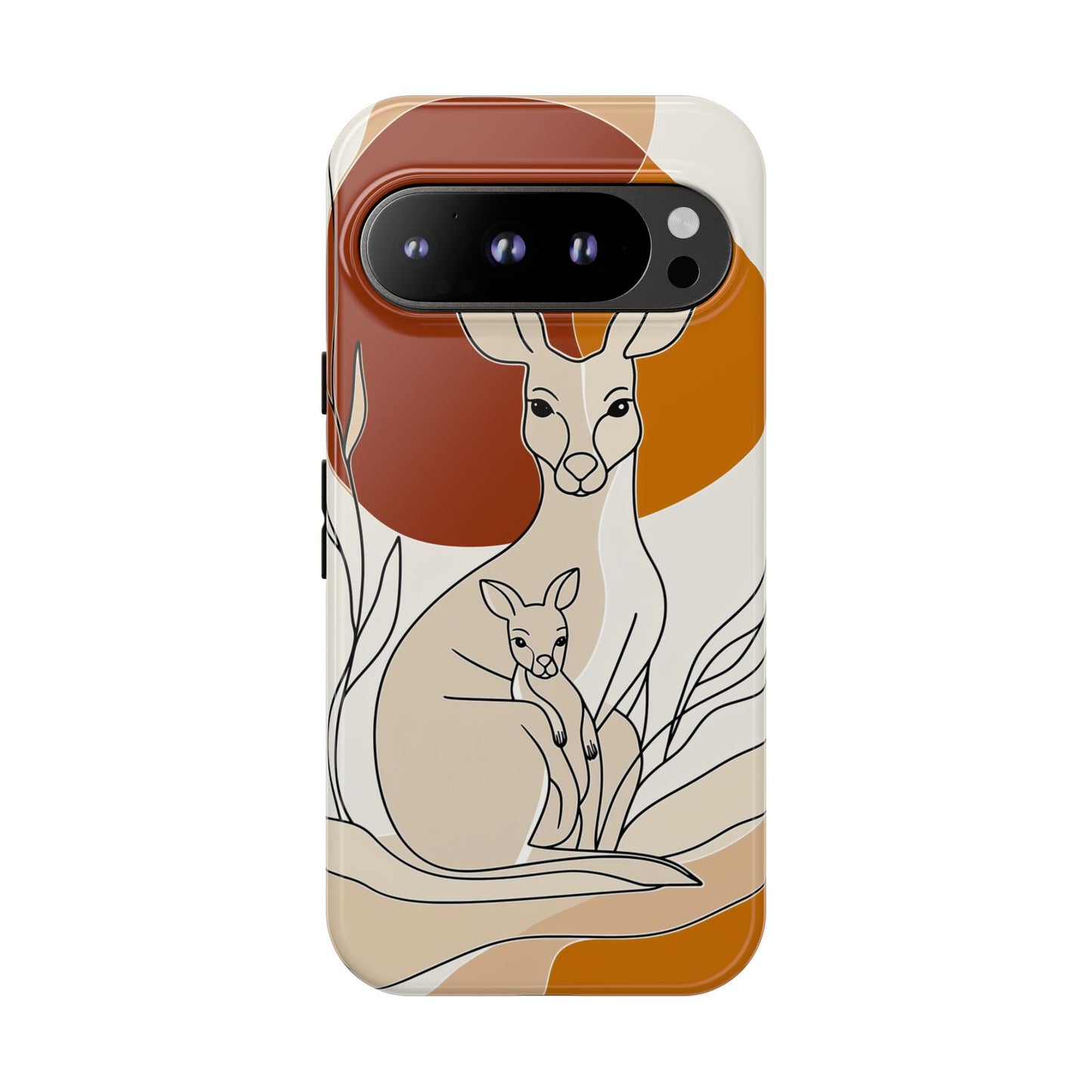 Outback Love: Kangaroo & Joey Line Art Phone Case for iPhone, Samsung & Pixel