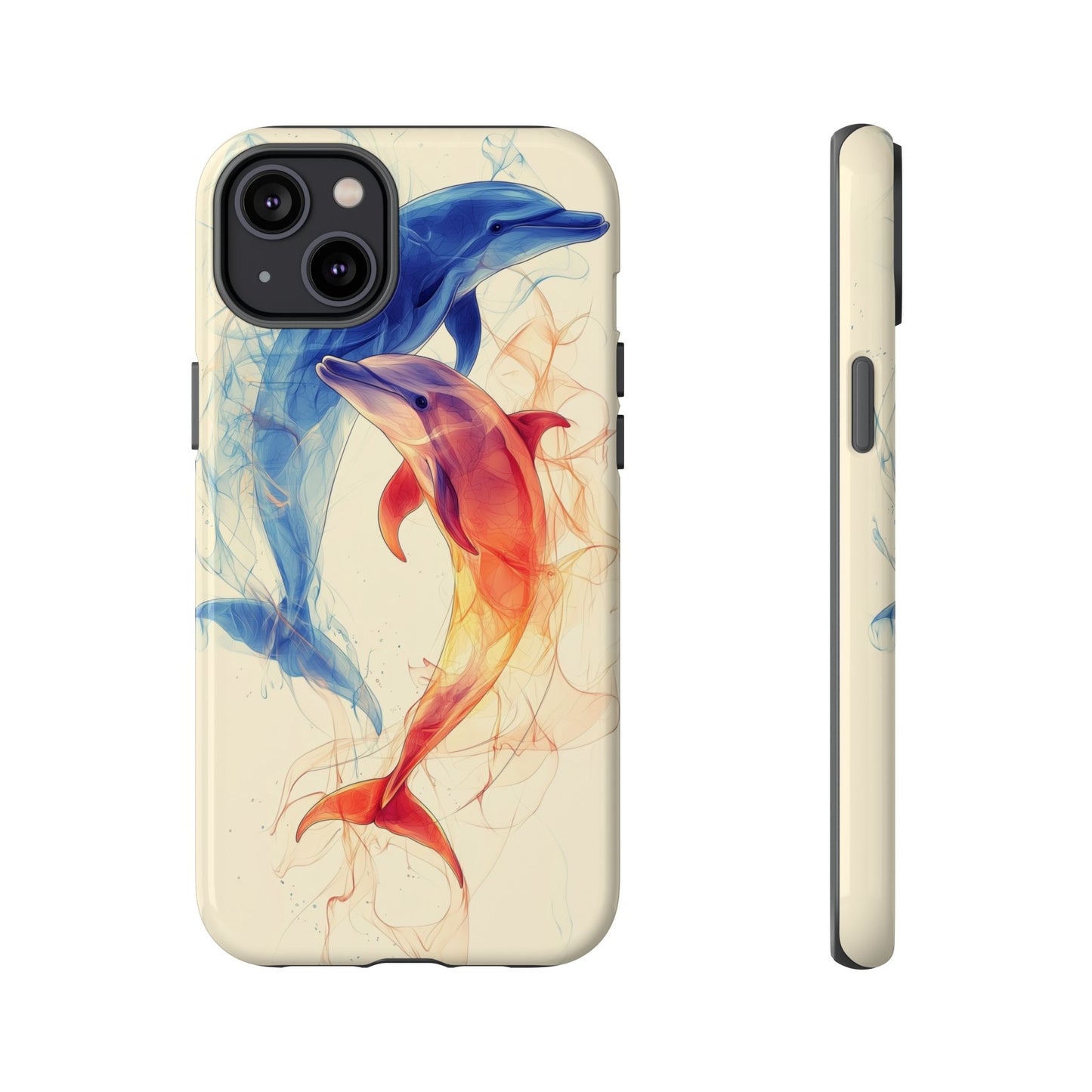 Elemental Dolphins: Fire & Water Fusion Phone Case for iPhone, Samsung & Pixel