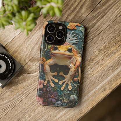 Intricate 3D Felt Artwork of Underwater Ecosystem with Frog phone case design.