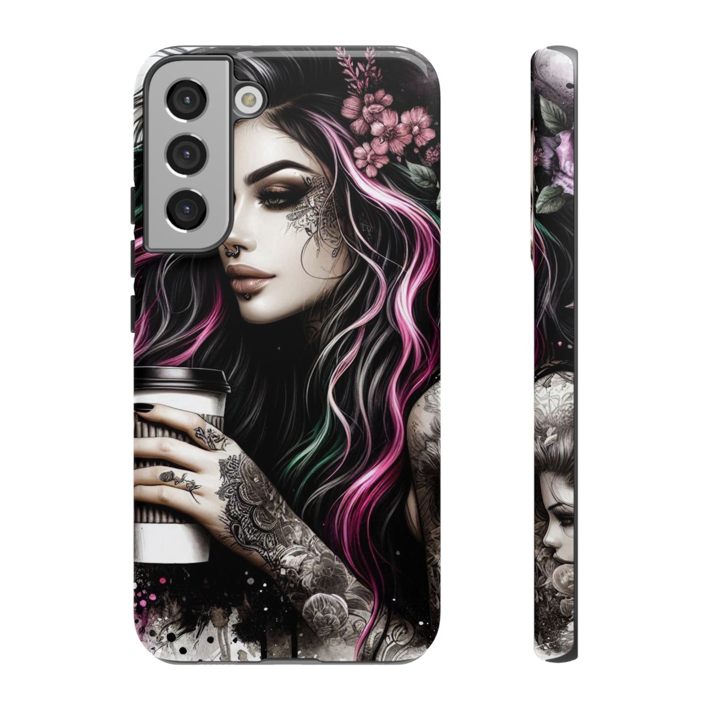 Tattooed Serenity – Gothic Coffee Lover Mobile Cover