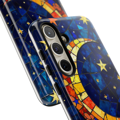 Celestial Crescent: Vibrant Moon and Stars Phone Case