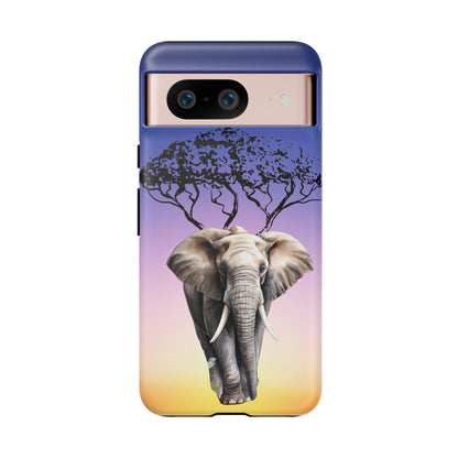 Surreal Elephant Tree Mobile Cover – Dreamy Sunset Fantasy