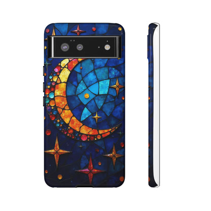 Celestial Crescent: Moon and Stars in Color