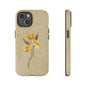 Minimal Vintage Floral Phone Case – Yellow Flower on Beige | iPhone, Samsung & Pixel