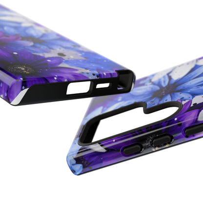 Blue & Purple Floral Splash Mobile Cover – Elegant Artistic Flowers