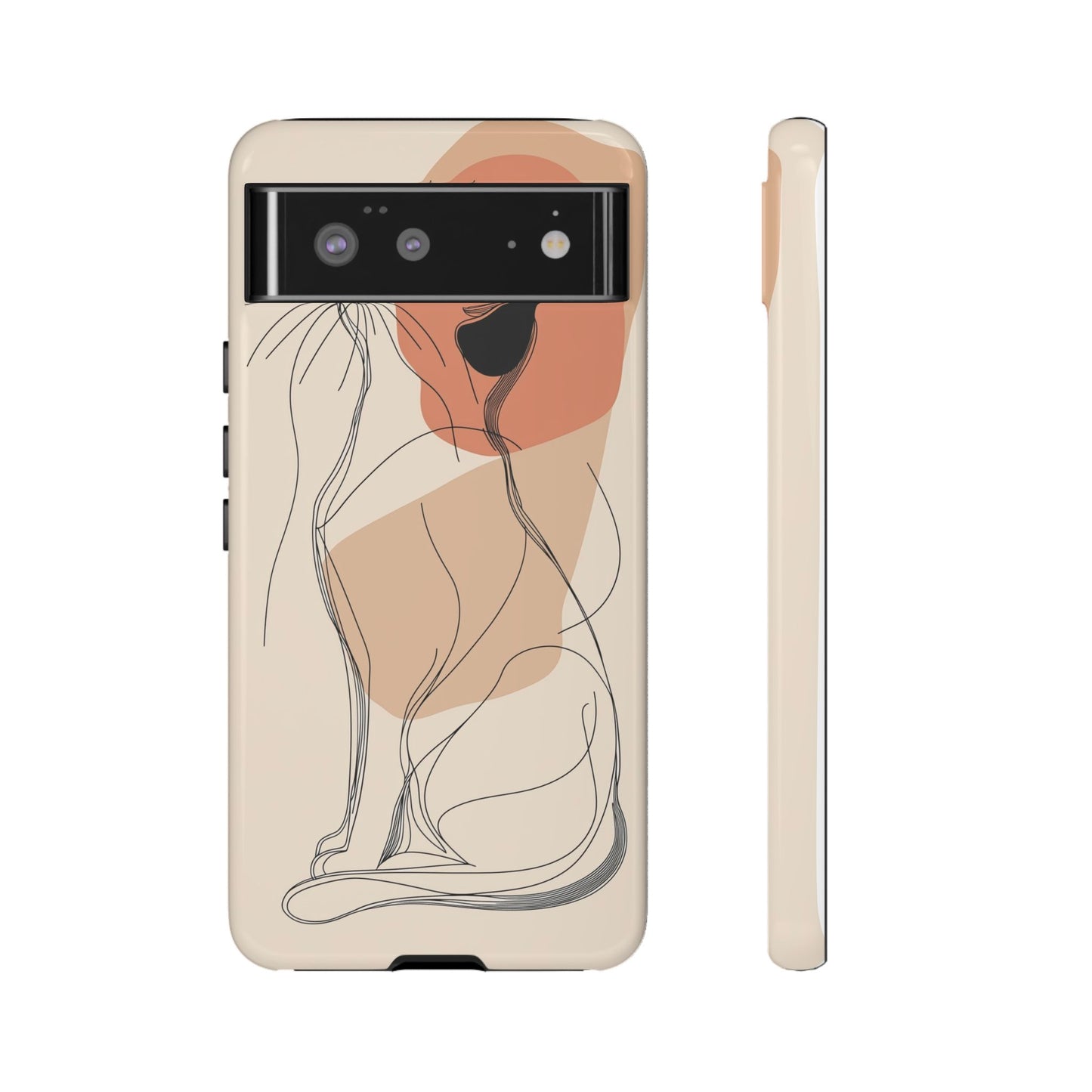 Graceful Cat Outline: Abstract Whiskered Beauty Phone Case for iPhone, Samsung & Pixel