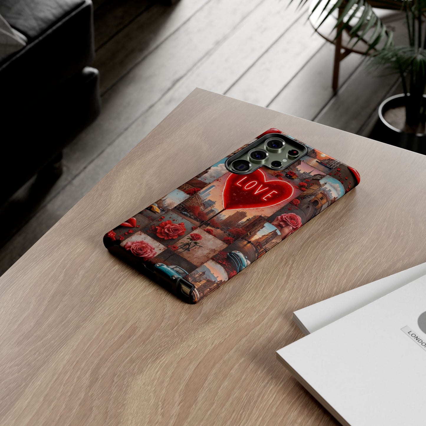 Neon Love Heart & Rose Phone Case