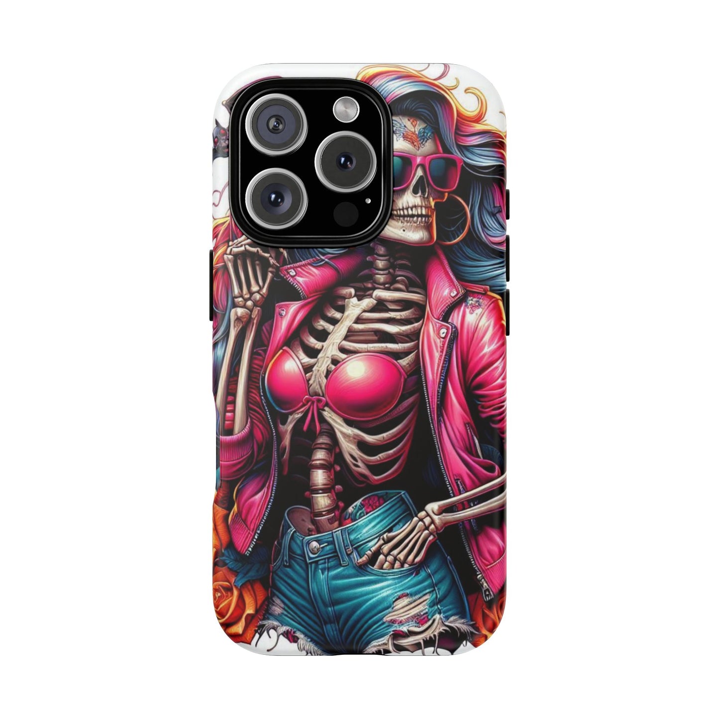 Neon Bones – Retro Skeleton & Vibrant Punk Aesthetic Mobile Cover