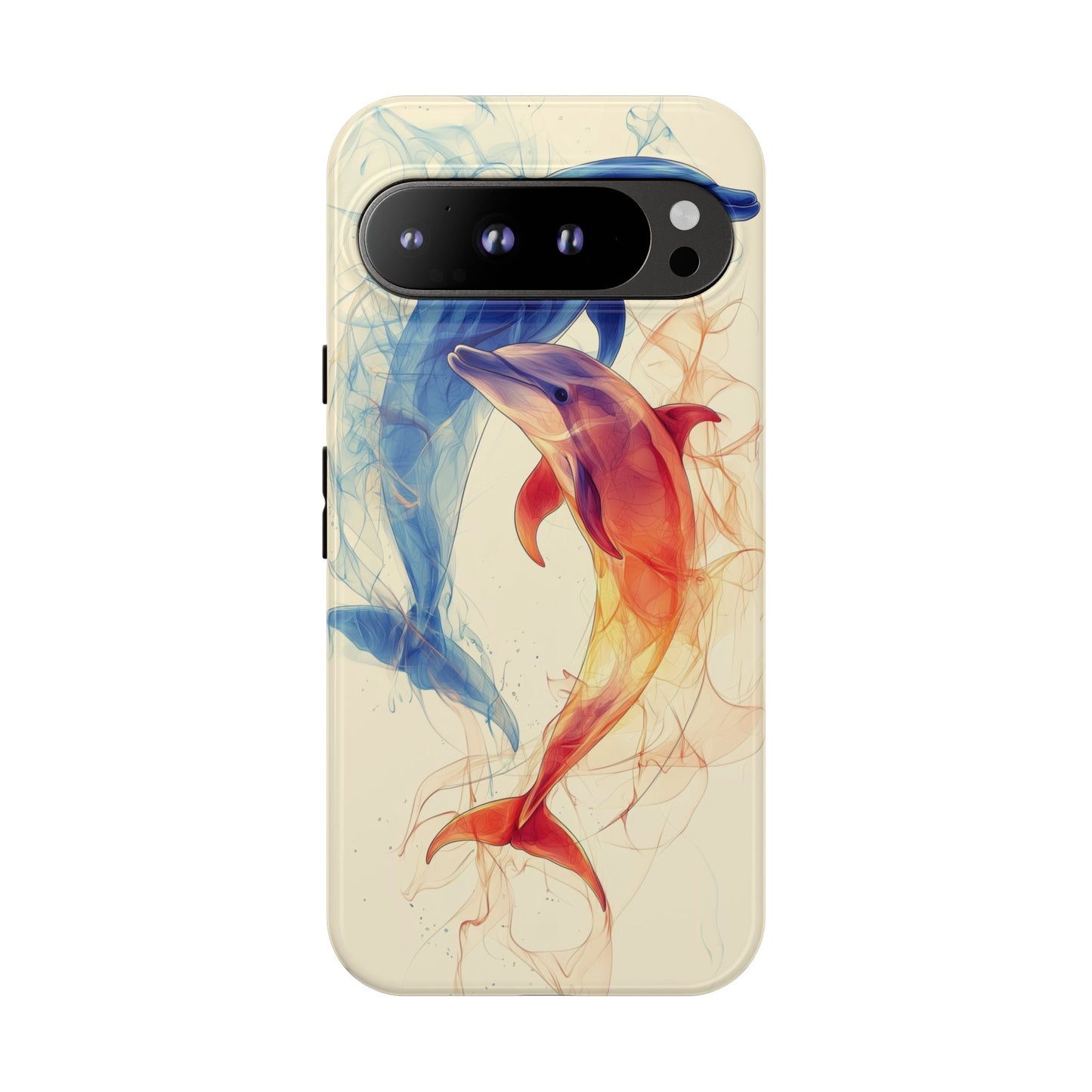 Elemental Dolphins: Fire & Water Fusion Phone Case for iPhone, Samsung & Pixel