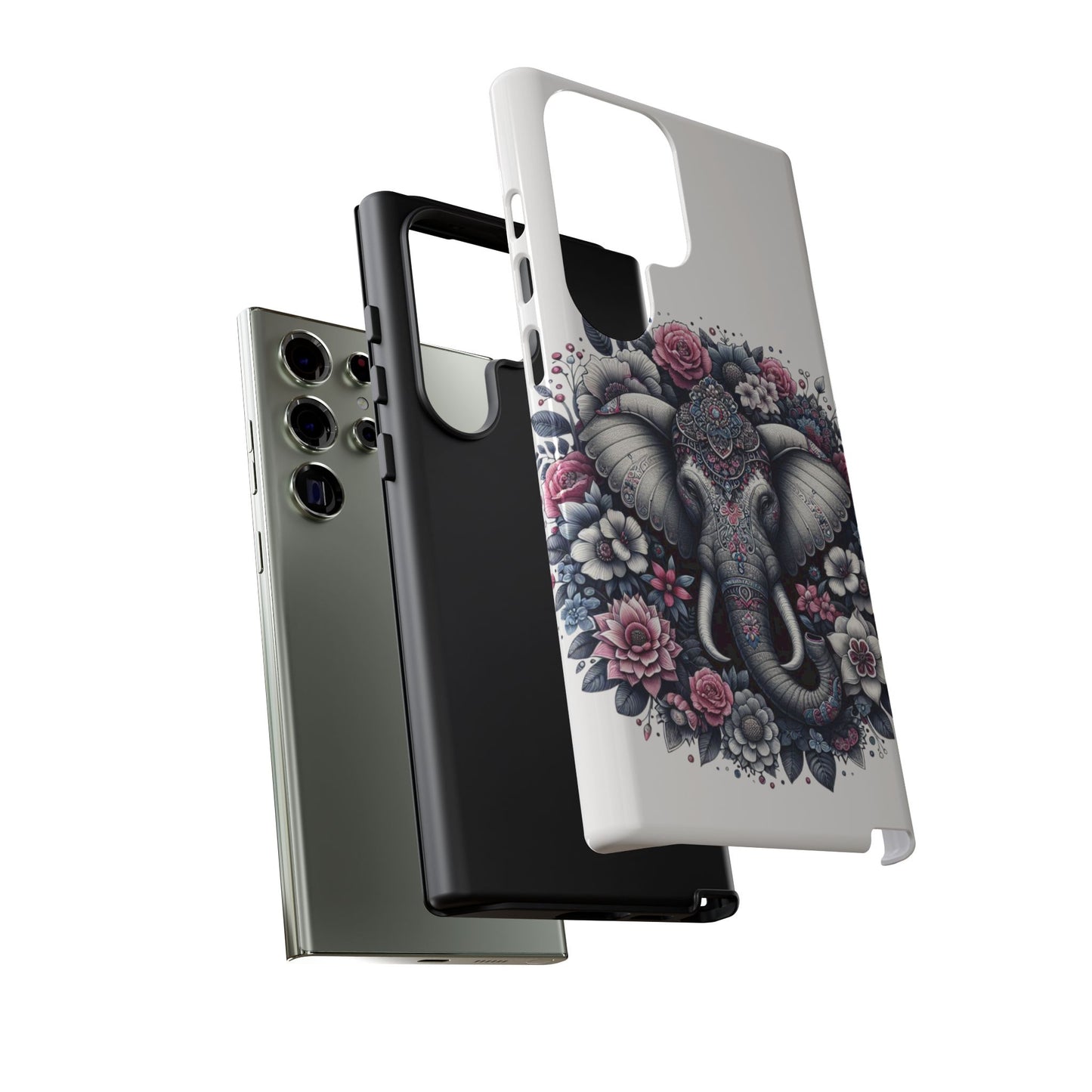 Ornate Floral Elephant Mobile Cover – Elegant Bohemian Art