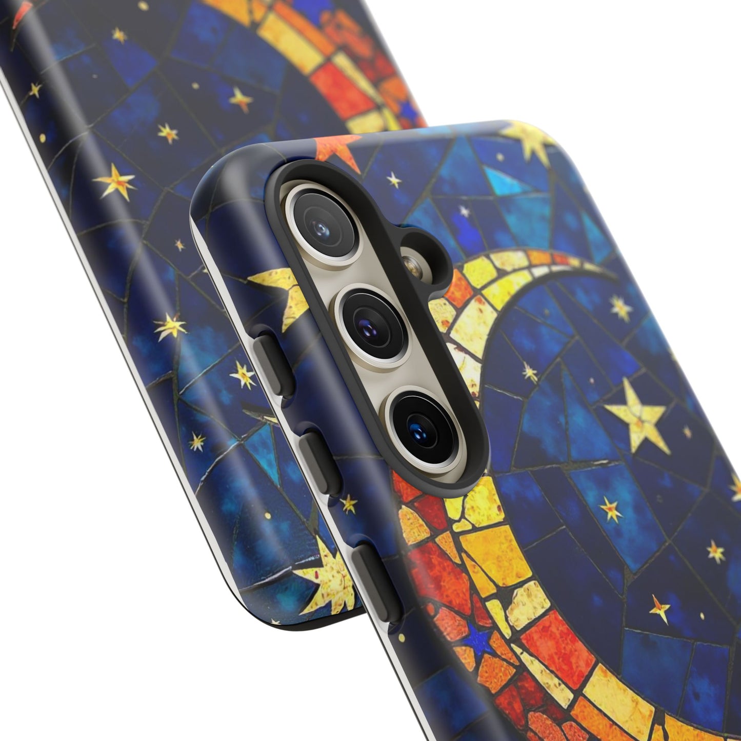 Celestial Crescent: Vibrant Moon and Stars Phone Case