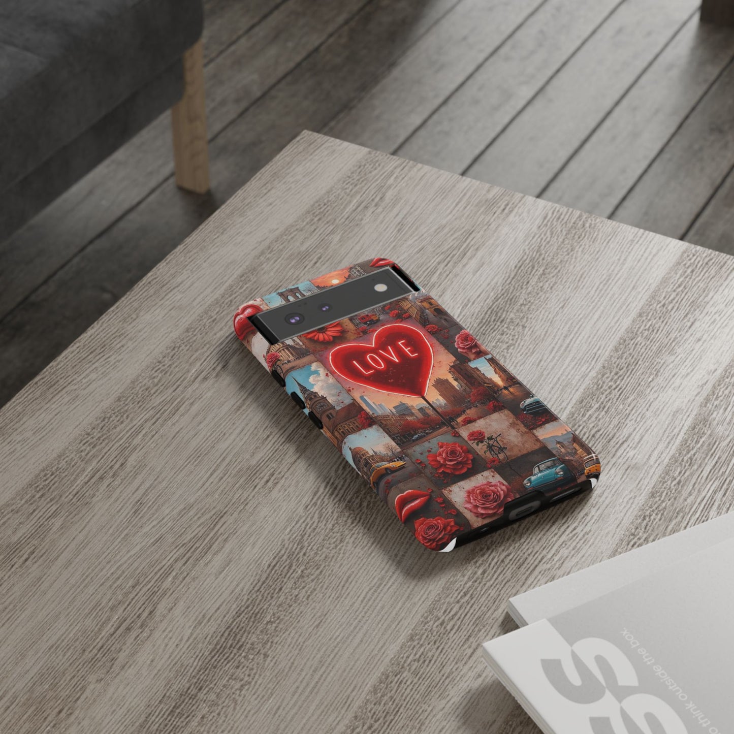 Neon Love Heart & Rose Phone Case