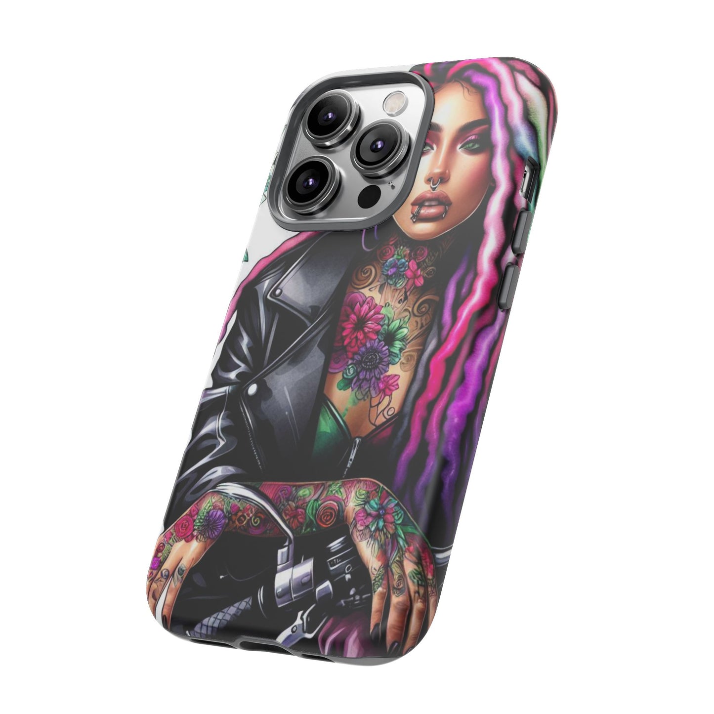 Neon Rebel – Vibrant Biker Queen Mobile Cover