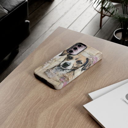 Vintage Collage Dog Portrait Mobile Cover – Artistic Mixed Media Design