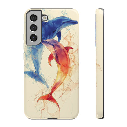 Elemental Dolphins: Fire & Water Fusion Phone Case for iPhone, Samsung & Pixel