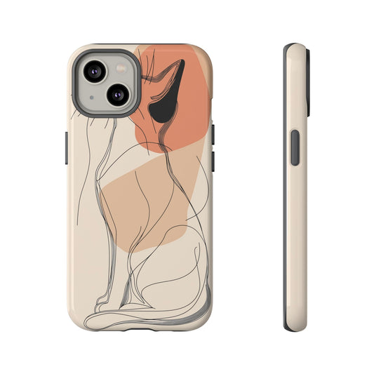 Graceful Cat Outline: Abstract Whiskered Beauty Phone Case for iPhone, Samsung & Pixel