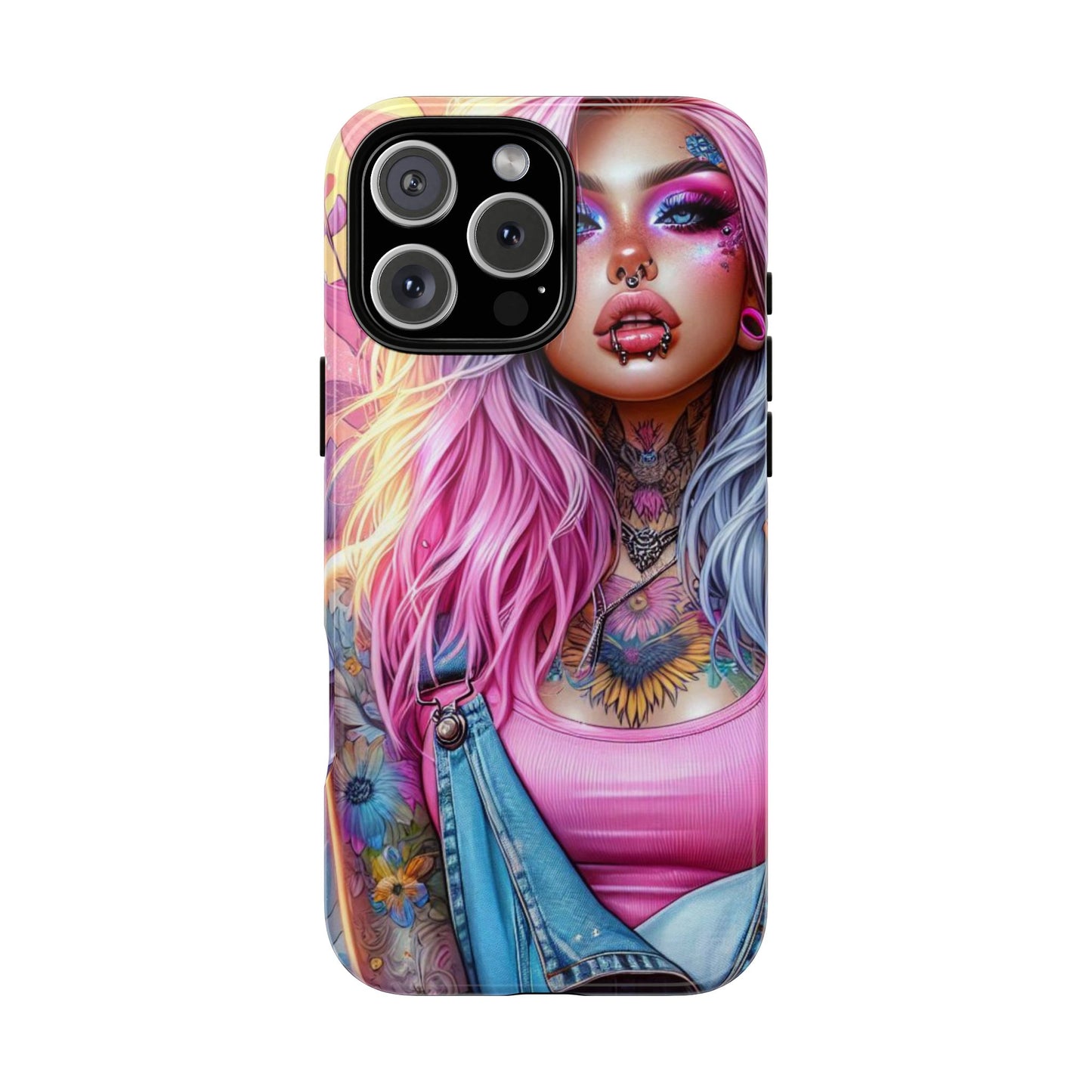 Sunset Glow – Pastel Punk & Floral Ink Mobile Cover