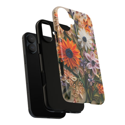 Intricate Quilled Floral Artwork In Vibrant Colors phone case design.