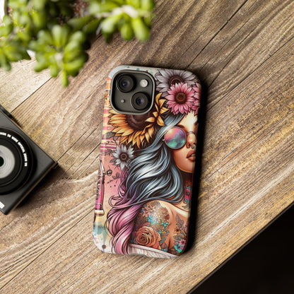 Retro Boho Wanderer – Sunflower Hippie Van Mobile Cover
