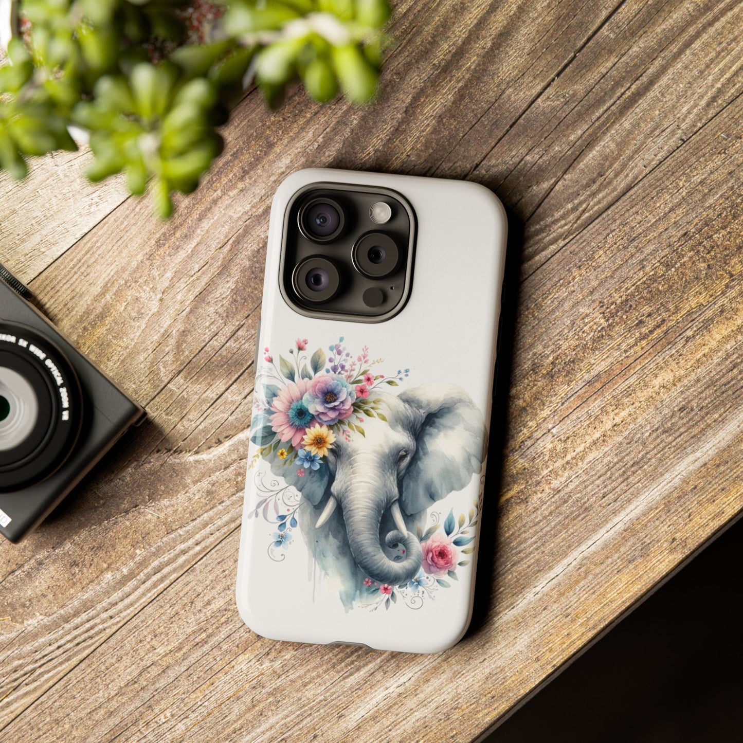 Floral Elephant Mobile Cover – Elegant Watercolor Art