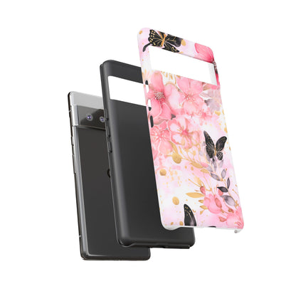 Pink Blossom & Gold Butterfly Mobile Case