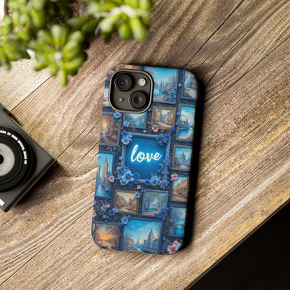 Blue Floral Love Frame Phone Case
