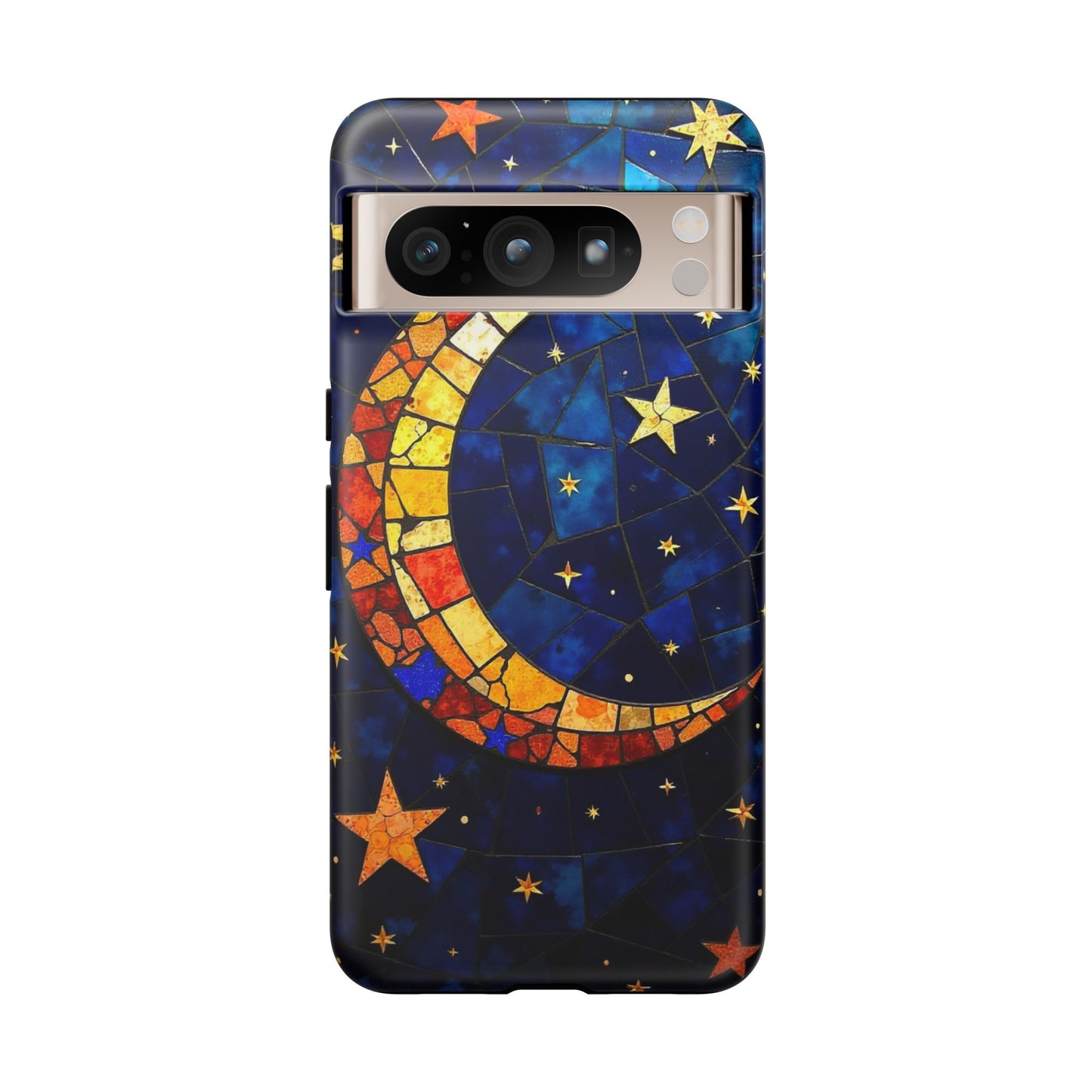 Celestial Crescent: Vibrant Moon and Stars Phone Case