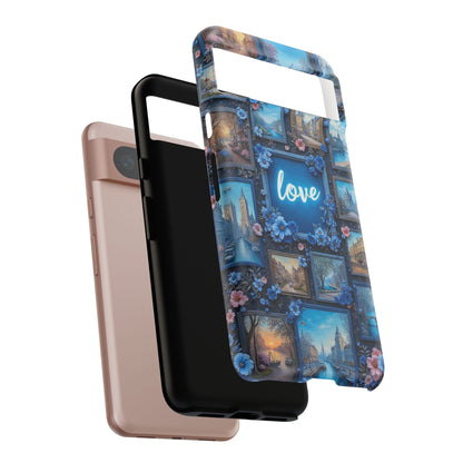 Blue Floral Love Frame Phone Case