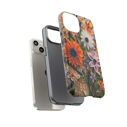 Intricate Quilled Floral Artwork In Vibrant Colors phone case design.