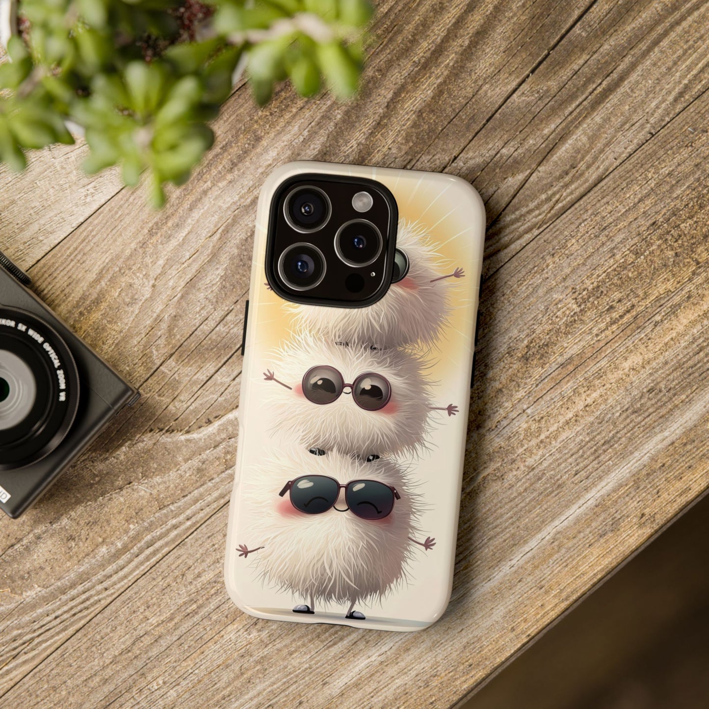 Stacked Fluff Squad Phone Case – Kawaii Anime Creatures with Sunglasses, iPhone, Samsung & Google Pixel Case