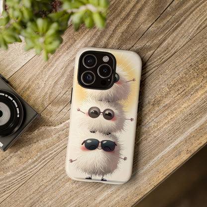 Stacked Fluff Squad Phone Case – Kawaii Anime Creatures with Sunglasses, iPhone, Samsung & Google Pixel Case