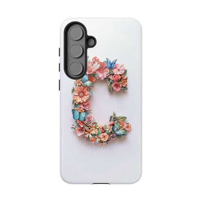 Floral Letter C Phone Case – Personalized Aesthetic Cover for iPhone, Samsung & Google Pixel