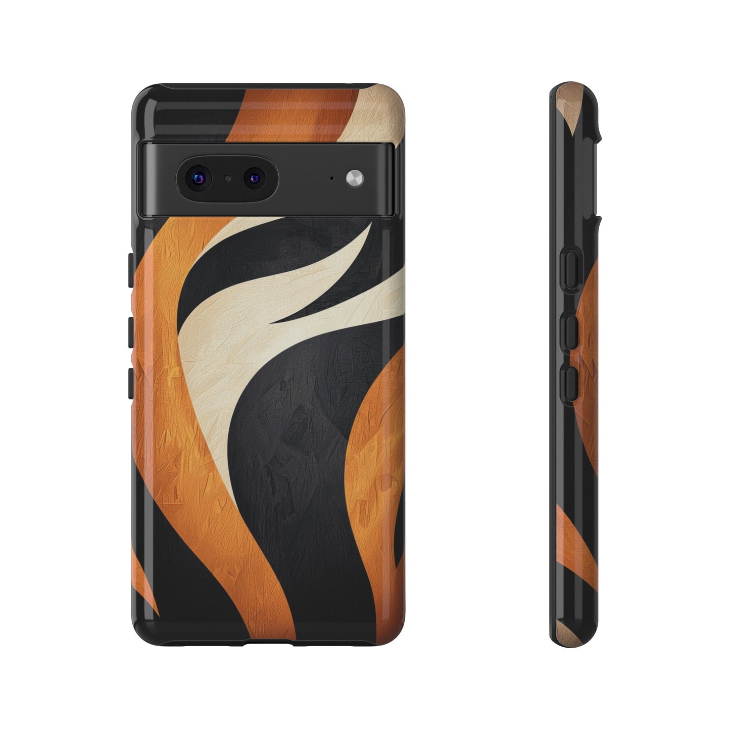 Bold Tiger Stripes Phone Case – Black, Orange & Cream for iPhone, Samsung & Google Pixel